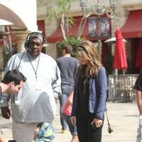 Celebrities at The Grove while filming at segment for 'Extra'